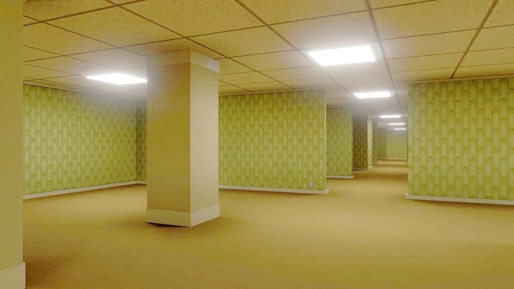 Une représentation en trois dimensions des couloirs jaunes des Backrooms