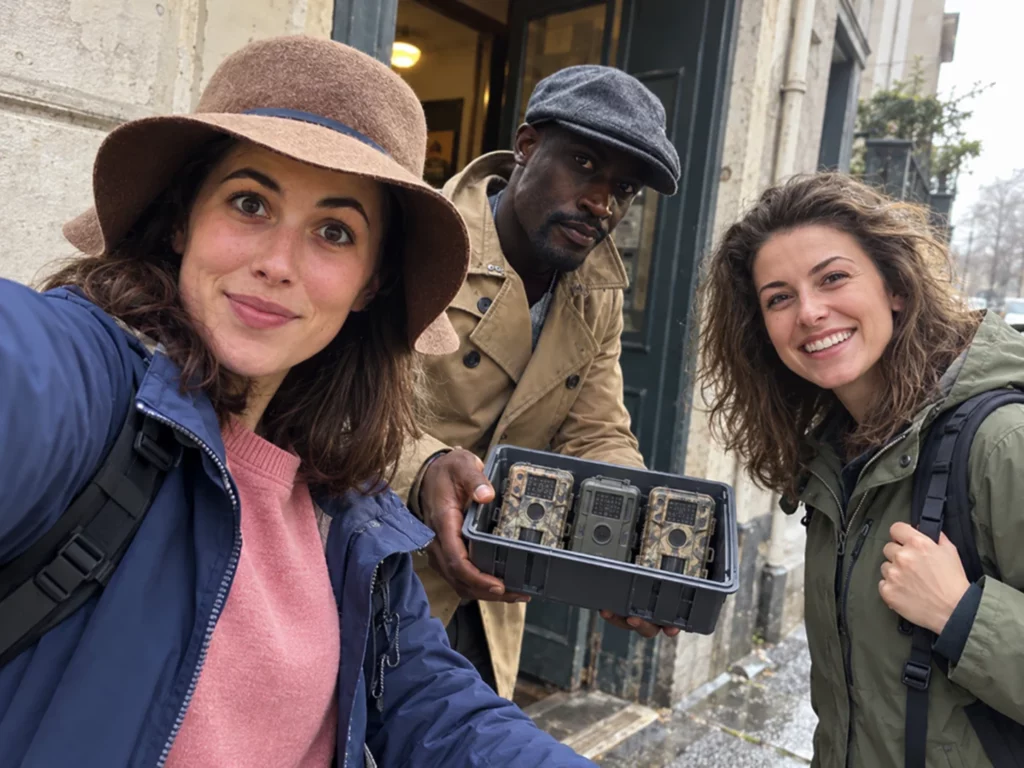 Selfie de Claire avec Solène et Jean-Rémi au départ