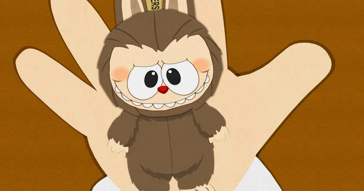 Une Labubu dessinée dans la main d’un personnage de South Park
