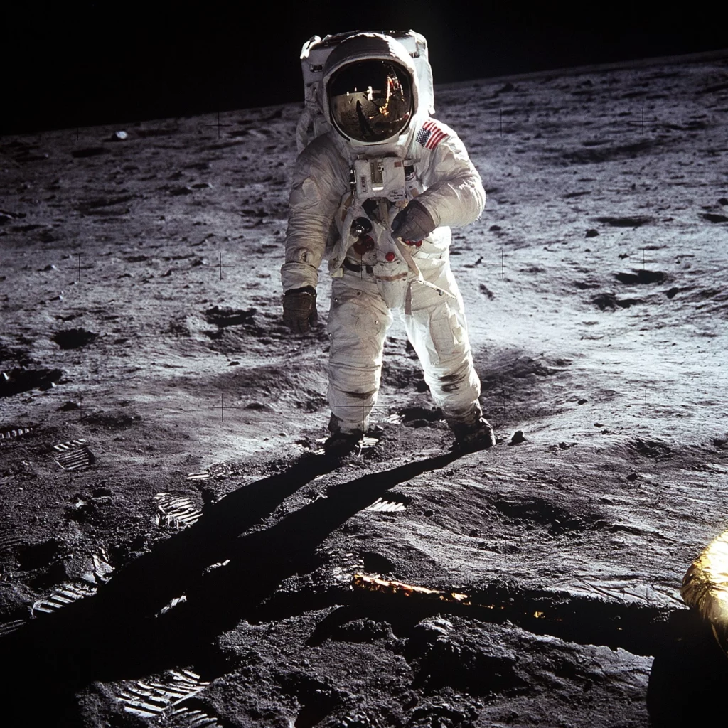 Buzz Aldrin sur la Lune pendant la mission Apollo 11, en juillet 1969