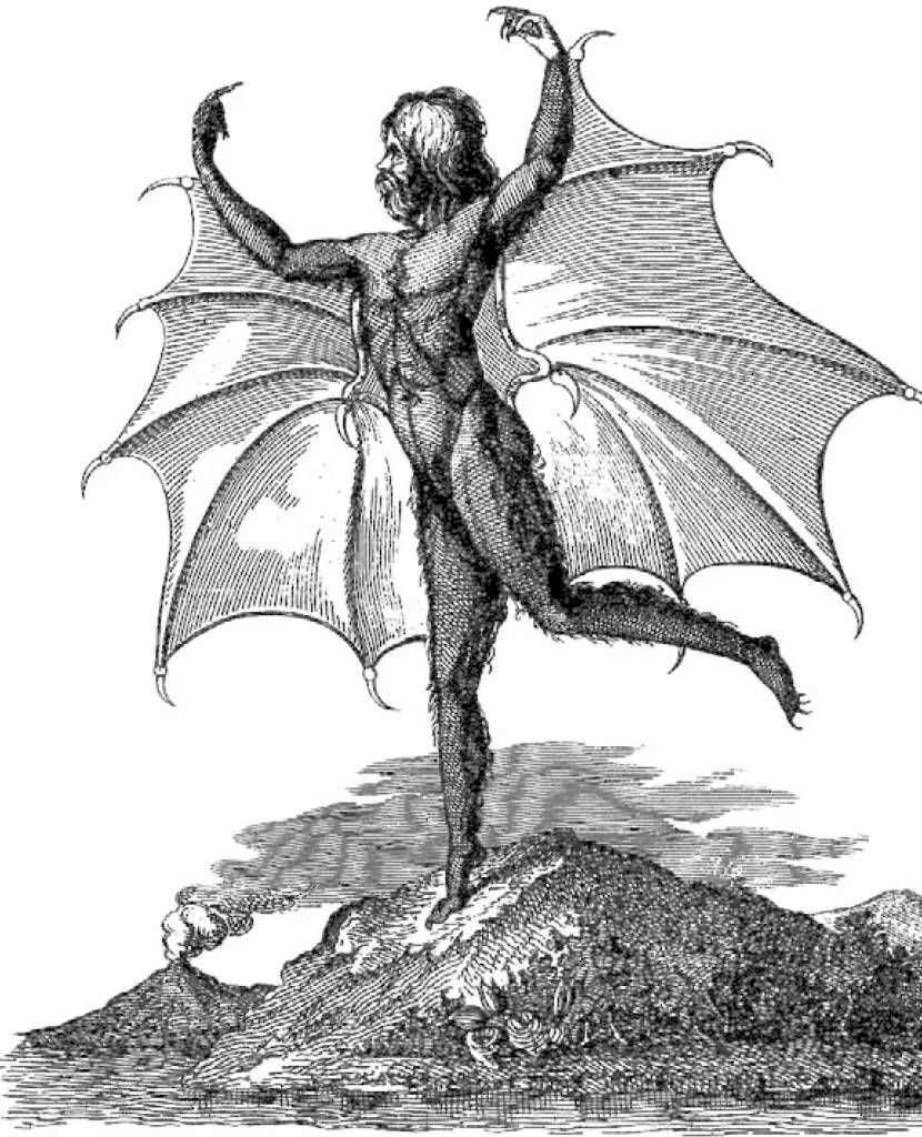 Un Vespertilio-homo imaginé dans une édition napolitaine de 1836 — illustration du canular