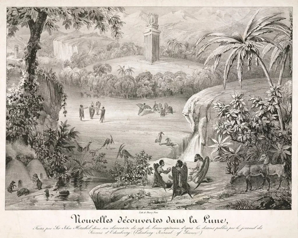 Une représentation historique des paysages et habitants imaginaires du canular lunaire