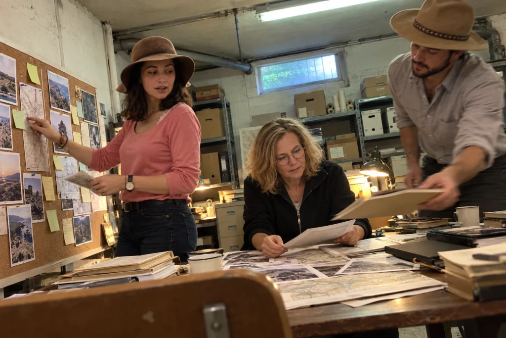 Claire, Alix et Mathis dans le sous-sol du Bureau