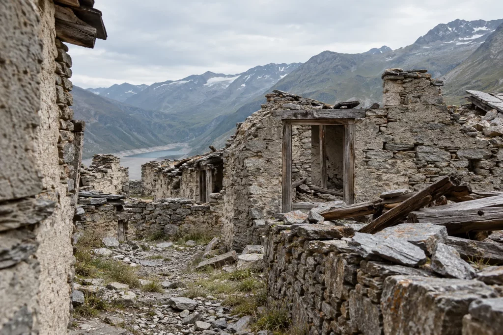 Avant le lac, les maisons démolies